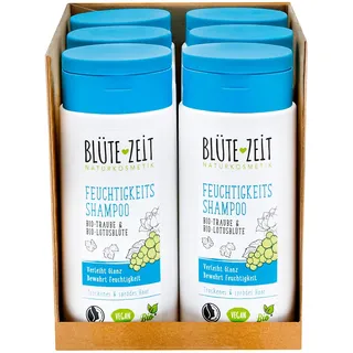 BLÜTE-ZEIT Feuchtigkeits Shampoo Bio-Traube & Bio-Lotusblüte 200 ml, 6er Pack