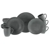 CreaTable Kombiservice Anthrazit, Keramik, 16-teilig, 300 ml, Essen & Trinken, Geschirr, Geschirr-Sets, Kombiservice