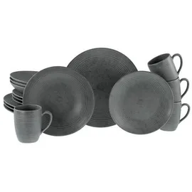 CreaTable Kombiservice Anthrazit, Keramik, 16-teilig, 300 ml, Essen & Trinken, Geschirr, Geschirr-Sets, Kombiservice