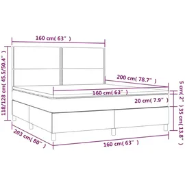 vidaXL Boxspringbett mit Matratze Dunkelbraun 160x200 cm Stoff1373239