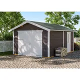 SKANHOLZ Holzgarage Varberg 1 3,70 x 5,25 m schiefergrau mit Seitenwand