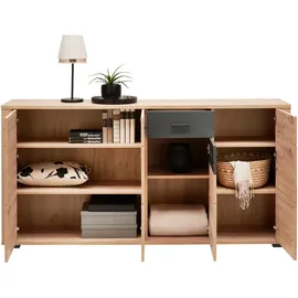 XORA Sideboard, Anthrazit, Eiche Artisan, Kunststoff, 5 Fächer, 1 Schubladen, 178.6x88.7x38 cm, Typenauswahl, Beimöbel erhältlich, stehend, - Sideboards,