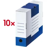 Cartonia Archivboxen weiß/blau 8,3 x 34,0 x 25,2 cm, 10 St.