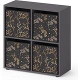 Vicco Raumteiler Würfelregal Standregal Tetra Schwarz Faltbox Wohnzimmer Regal 73x72 cm modern Ablage 4 Fächer Dekoregal Ordnerregal Aufbewahrung