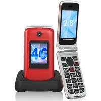 CHAKEYAKE 4G Seniorenhandy Klapphandy Ohne Vertrag, Dual SIM Seniorentelefon mit Groüe Tasten, 2.8" Groüe Bildschirm, Flip Phone Senioren Flip Handy mit SOS Notruftaste, Kurzwahl, Ladestation (Rot)
