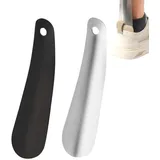 Die Schuhanzieher, Mini Schuhlöffel Klein Metall Set 2er, Mini Schuhlöffel, Kurz Schuhanzieher Edelstahl Shoe Horn Schwarz, Kleiner Schuhlöffel mit Wandhalterung für Senioren, 18 cm