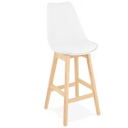 Hochstuhl Küchenhocker aus Holz und Synthetik | Mittelhoher Snackhocker mit breiter Sitzfläche | Skandinavisches Design | Kadima Design
