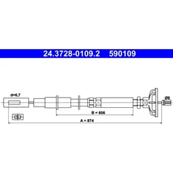 Seilzug Kupplungsbetätigung ATE 24.3728-0109.2 für VW Scirocco
