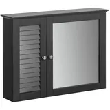 SoBuy Spiegelschrank mit Lamellentür Hängeschrank mit Spiegeltür Wandschrank Badschrank Spiegel Wandspiegel Badspiegel dunkelgrau BHT ca: 65x49x15cm