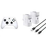 Xbox Wireless Controller Robot White+Venom 1100-mAh-Akku mit hoher Kapazität, Doppelpack - Weiß Series X & S One