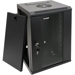 HMF 63309-02 Serverschrank 10 Zoll, 9 HE, Netzwerkschrank, Wandschrank, 10", 31,2 x 30 x 48,3 cm, Voll Montiert, schwarz