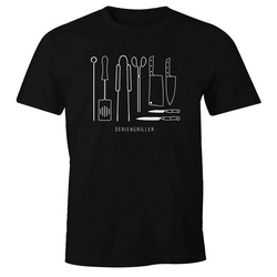 MoonWorks Print-Shirt lustiges Herren T-Shirt zum Grillen Seriengriller Grillbesteck BBQ Fun-Shirt Moonworks® mit Print schwarz 4XL