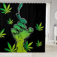 Duschvorhang 180x200 Rauch Von Marihuana-blättern Duschrollo Wasserabweisend Anti-Schimmel mit 12 Duschvorhangringen, 3D Bedrucktshower Shower Curtains, für Duschrollo für Badewanne Dusche