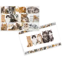 Herma 19379 Schreibtischunterlagen Tiere Katzen, 3 Stück, abwischbare Kinder Schreibunterlagen aus Karton, 55 x 35 cm, beidseitiges Motiv Tischunterlagen Set für Mädchen & Jungen