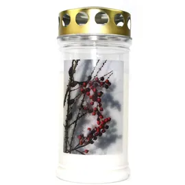 Jeka Gedenkkerze Beeren 17 cm weiß