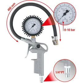 KS Tools Druckluft-Reifenfüllmesser 515.1960, 0-10 bar