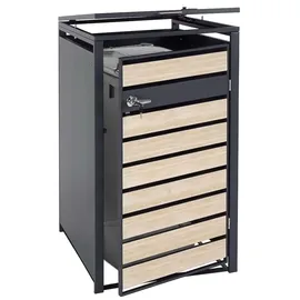 Mendler Mülltonnenverkleidung HWC-J81 68 x 117 cm braun