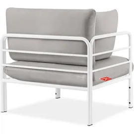 Konsimo Gartenmöbelset RAMBE 4-tlg. 1x Tisch 2x Sessel 1x Sofa 3-Sitzer, mit Auflage, Stahlrahmen, LOFT-STIL, Weiß/Hellgrau - Hellgrau