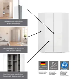 otto home Eckkleiderschrank OTTO HOME "Kleiderschrank Schrank Ankleidezimmer Schlafzimmer Garderobe AGORDO", grau (graumetallic, glas basalt), B:117cm H:210cm T:117cm, Holzwerkstoff, Schränke, Eckkleiderschrank, mit Glastüren, voll ausgestattet mit viel Stauraum