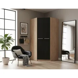 Priess Eckkleiderschrank PRIESS "Barcelona Kleiderschrank Ecklösung Raumwunder", braun (eichefarben artisan, schwarz), B:95cm H:193cm T:95cm, Holzwerkstoff, Schränke, Eckkleiderschrank, in 2 Tiefen Schrank Eckschrank Garderobe