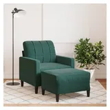 vidaXL Sessel mit Hocker Samt 77 x 80 x 60 cm Dunkelgrün