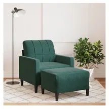 vidaXL Sessel mit Hocker Samt 77 x 80 x 60 cm Dunkelgrün