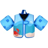 Gogokids Kinder Schwimmweste mit Schwimmärmeln, Kleinkinder Schwimmjacke mit Zwei Armbändern Kinder Schwimmhilfe Auftrieb für 2-6 Jahre/10-30KG Perfekt für Pool, Schwimmunterricht und Wasserpark