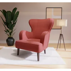 Sessel HOME AFFAIRE "SICILIA", rot (ziegelrot), B:88cm H:88cm T:64cm, 100% Polyester, Sessel, moderner Ohrensessel