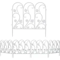 Unho - Gartenzaun Aus Eisen, 5er Set Zaunstecksystem, Beetzaun Teichzaun Vorgartenzaun Dekozaun, Hxb: 62 X 59.5 Cm, Weiß