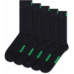 Happy Socks Unisex Socken, 5er Pack - Solid Socks, Baumwollmischung, einfarbig Schwarz 36-40