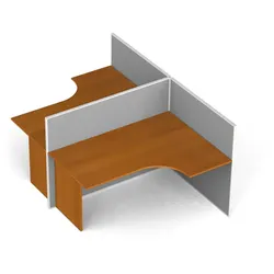Tischtrennwand-Set mit ergonomischem Tisch PRIMO, T-Form, Textil, 2 Plätze, Kirschbaum