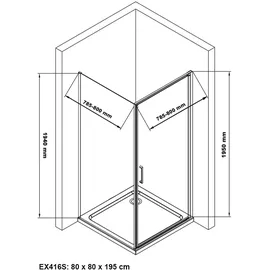 Bernstein Duschabtrennung EX416S-Kombi 6mm ESG-Sicherheitsglas Nano, Drehtür Dusche mit Hebe-Senk-Mechanismus, Maße Duschkabine:100x100cm, Duschtasse:Ohne D...