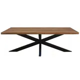 Livingfurn Esstisch braun Quadratisch | 200 cm x 76 cm x 100 cm