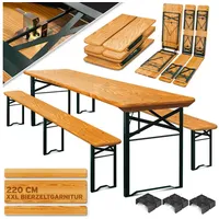 Kesser KESSER® Bierzeltgarnitur 3 teilig Gartenmöbel-Set Klappbar 170 x 46 x 75cm 2X Bierbänke 1x Biertisch Festzeltgarnitur Biertisch Stehtisch Sitzgarnitur Holz 12-teiliges Bodenschoner-Set