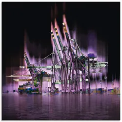 Glasbild ARTLAND "Hamburg Hansestadt Collage 04", lila (farbe bild(er): lila), B:30cm H:30cm, Bilder, in verschiedenen Größen