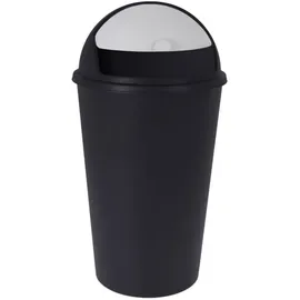 Spetebo XXL Abfalleimer mit Schiebedeckel schwarz - 50 L - Runder Mülleimer mit Kuppel Deckel recycelbar