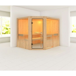 Karibu Sauna Malin-Ohne Ofen-Ohne Dachkranz inkl. 8-teiligem gratis Zubehörpaket (Gesamtwert 191,92€)