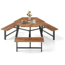 Costway Picknicktisch Set 4-tlg. Braun/Schwarz