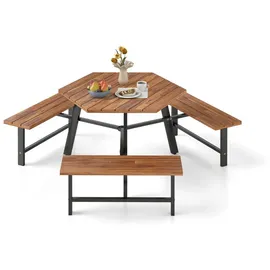 Costway Picknicktisch Set 4-tlg. Braun/Schwarz