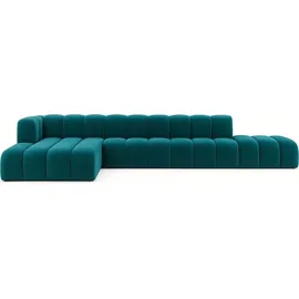 kaiser möbel Ecksofa mit Hocker GRAND L, stoff Salvador, Azurblau, Links - Blau