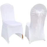 Aweisile Stuhlhussen Weiss 2 Stück Stuhlhussen Hochzeit Hochzeit Stretch Stuhlüberzug Universell Weiße Elegante Stuhl Stuhlbezug Hochzeit Weiße Stuhlhussen für Hochzeit Bankett und Party