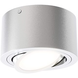 Briloner LED Aufbauleuchte, Deckenlampe 5 W, Reflektor schwenkbar, 470 Lumen, 3.000 Kelvin, Silber, Ø 9 cm,