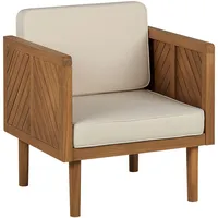 Beliani Baratti Lounge Sessel Akazienholz hellbraun mit Auflagen beige