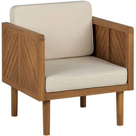 Beliani Baratti Lounge Sessel Akazienholz hellbraun mit Auflagen beige