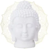 Relaxdays 4 x Buddha Kopf, Weiß