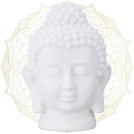 Relaxdays 4 x Buddha Kopf, Weiß