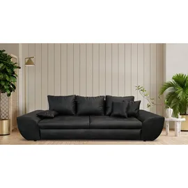 luma-home Big-Sofa Leder 3-Sitzer Schwarz