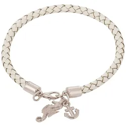 Gemshine Armband Maritim Nautics Anker und Seepferd Leder Band Armbänder & Armreife   Grau Damen 
