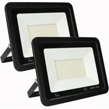 Mille Lucciole 2 Stück 50W LED Strahler Außen,5000LM Superhell Außenstrahler IP65 Wasserdicht Fluter 6500K Kaltweiß Scheinwerfer,LED Strahler für Hinterhof,Garage,Garten,Keine Bewegungsmelder【Schwarz】