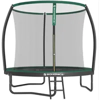 SONGMICS Gartentrampolin Ø 244/305/366/427 cm, Ø 244 cm, bis zu 80-150 kg belastbar, Trampolin mit Leiter und Sicherheitsnetz grün 244 cm